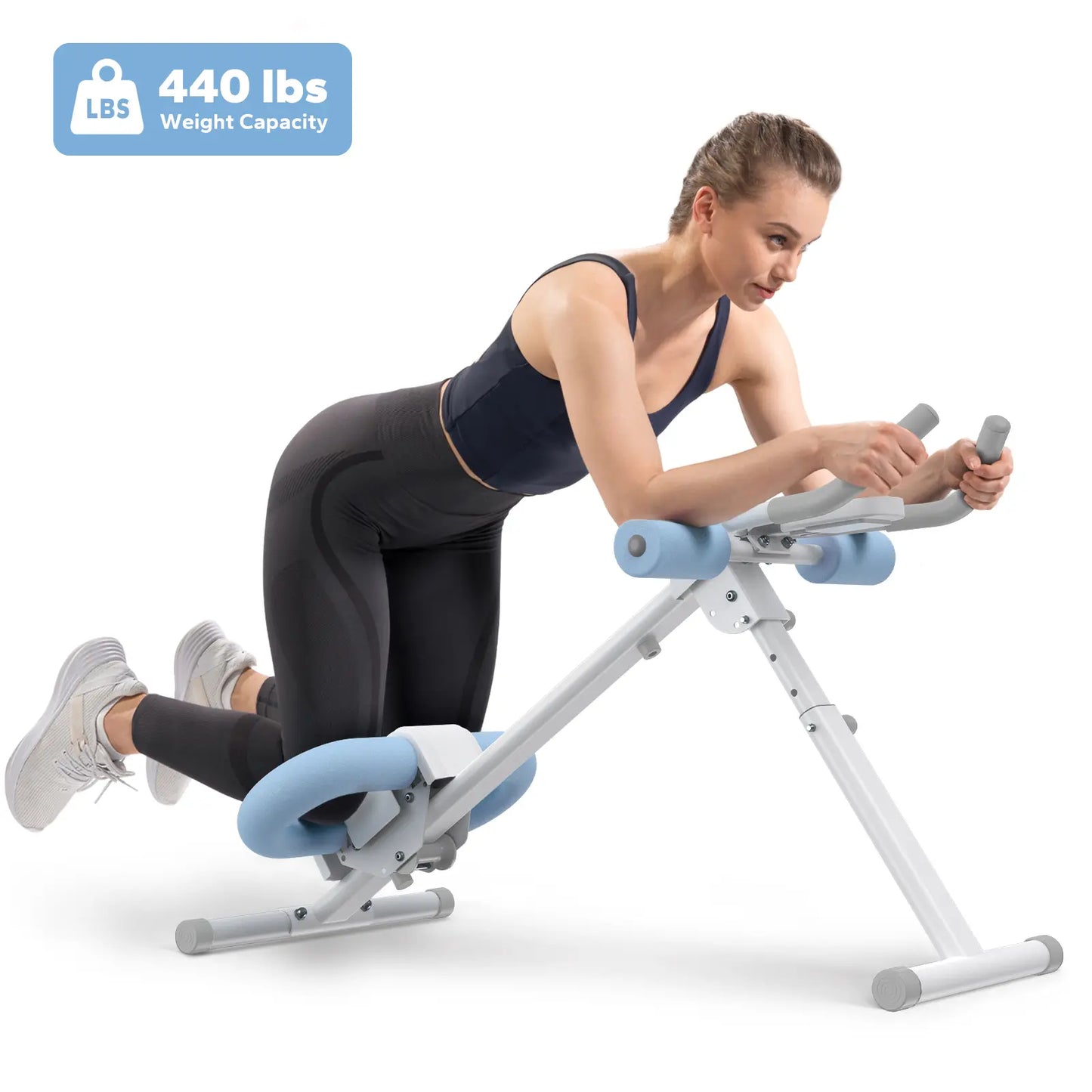 Merach Adjustable Ab Trainer Machine with LCD Monitor and 10 Resistance Levels - Foldable Core and Ab Exercise Equipment for Home Gym Fitness for Women