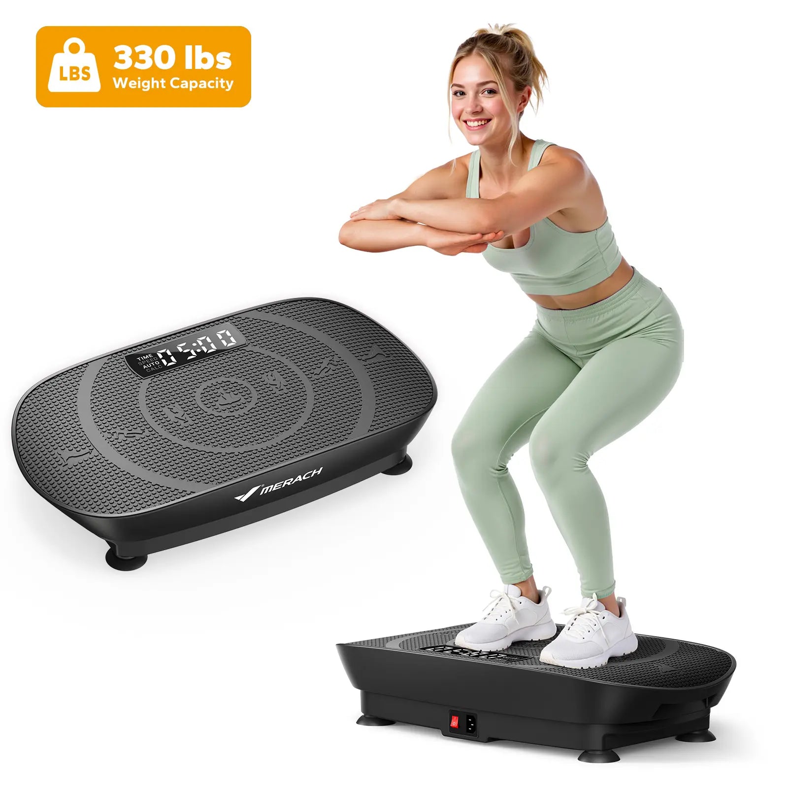 Merach Slim Vibration Plate Exercise Machine for Lymphatic Drainage and Whole Body Workout - Compact Design for Home Gym Fitness
