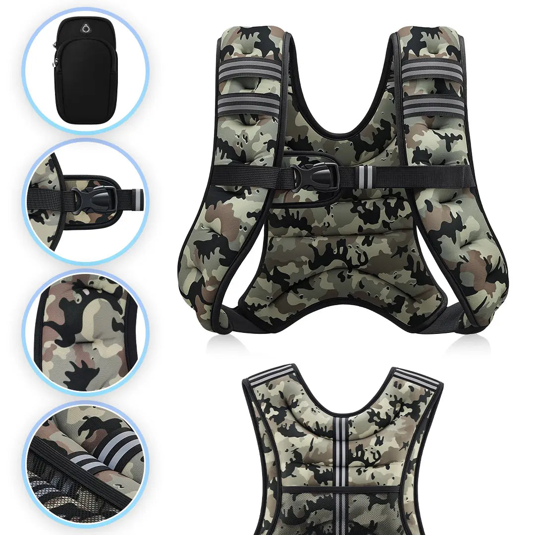 【Summerfinds】Zelus Weighted Vests,6/8/12/16/20/25/30Lb Rucking Vest with Detachable Phone Pouch&Reflective Stripes&Adjustable Straps|Exercise Equipment & Workout Enhancer for Motivational Walking,Strength Training,Running #Tiktokshopdealsforyoudays