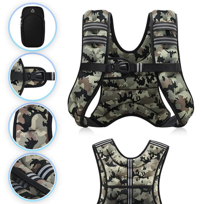 【Summerfinds】Zelus Weighted Vests,6/8/12/16/20/25/30Lb Rucking Vest with Detachable Phone Pouch&Reflective Stripes&Adjustable Straps|Exercise Equipment & Workout Enhancer for Motivational Walking,Strength Training,Running #Tiktokshopdealsforyoudays