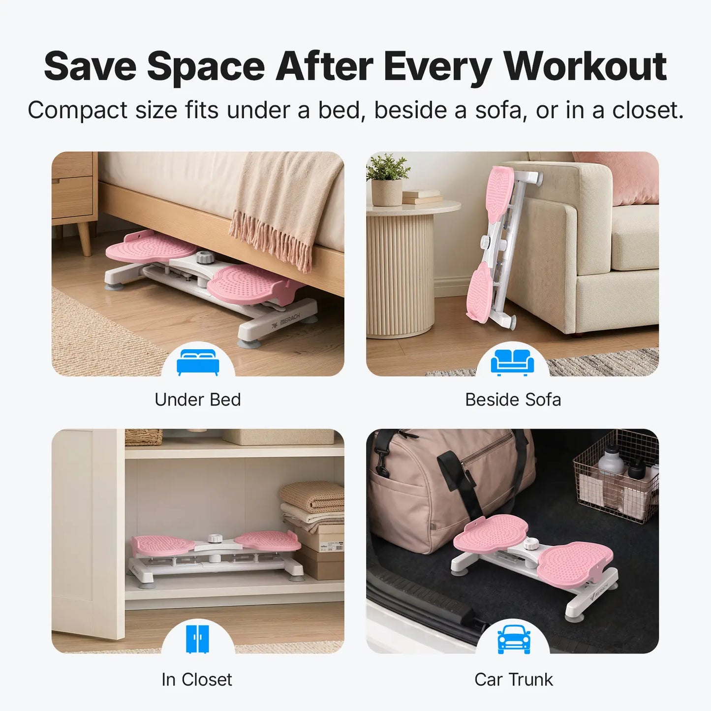 Merach Waist Twist Machine for Abdominal Toning - Double Non-Slip, Noise-Free Exercise Equipment with Feet Apart Design