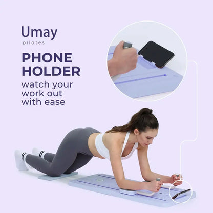 UMAY Multifunctional Foldable Pilates Board with Yoga Socks - 5-in-1 Home Pilates Equipment Set