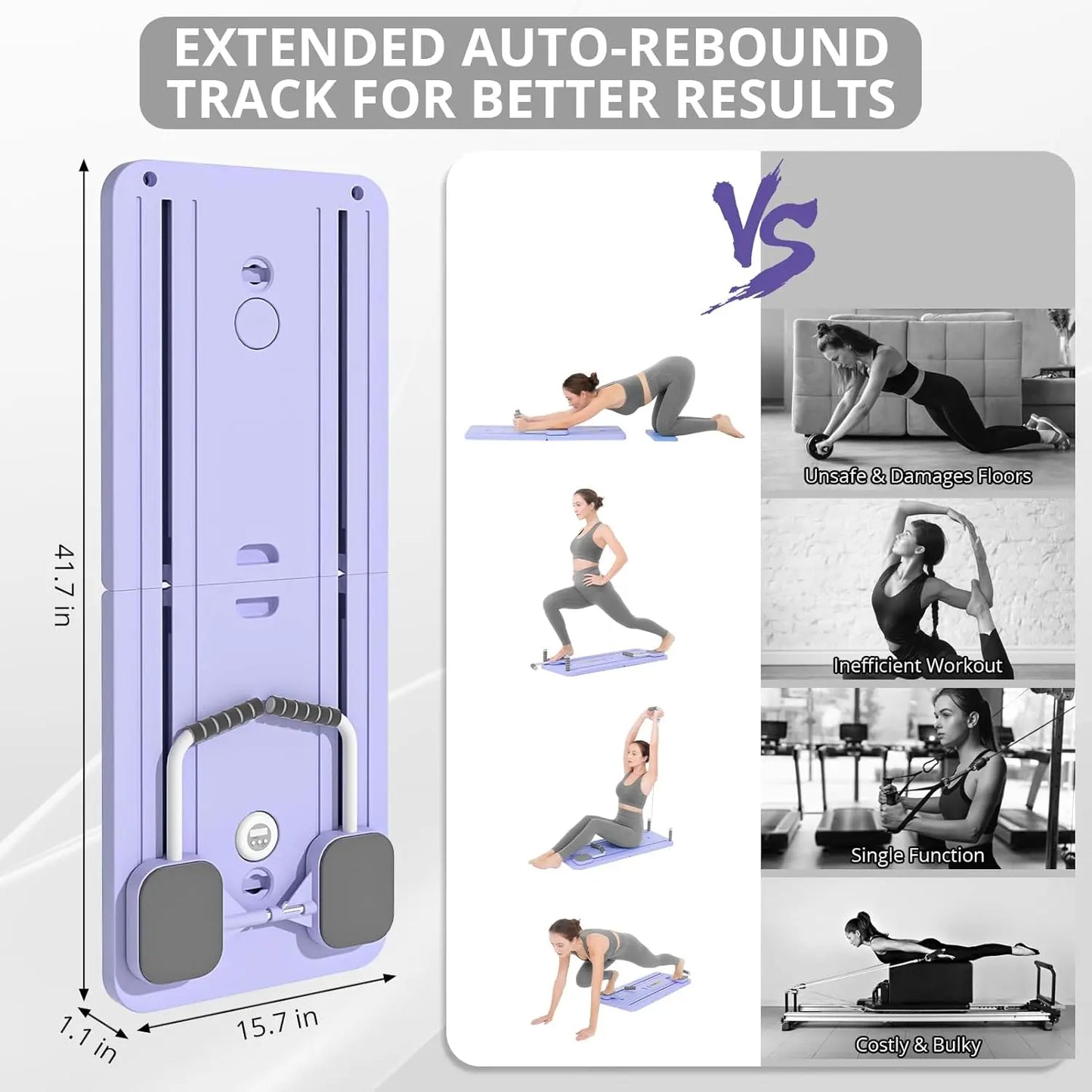 UMAY Multifunctional Foldable Pilates Board with Yoga Socks - 5-in-1 Home Pilates Equipment Set