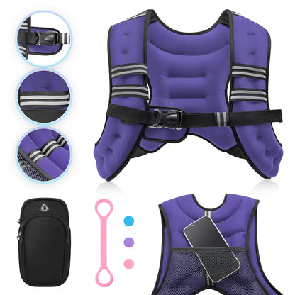 【Summerfinds】Zelus Weighted Vests,6/8/12/16/20/25/30Lb Rucking Vest with Detachable Phone Pouch&Reflective Stripes&Adjustable Straps|Exercise Equipment & Workout Enhancer for Motivational Walking,Strength Training,Running #Tiktokshopdealsforyoudays