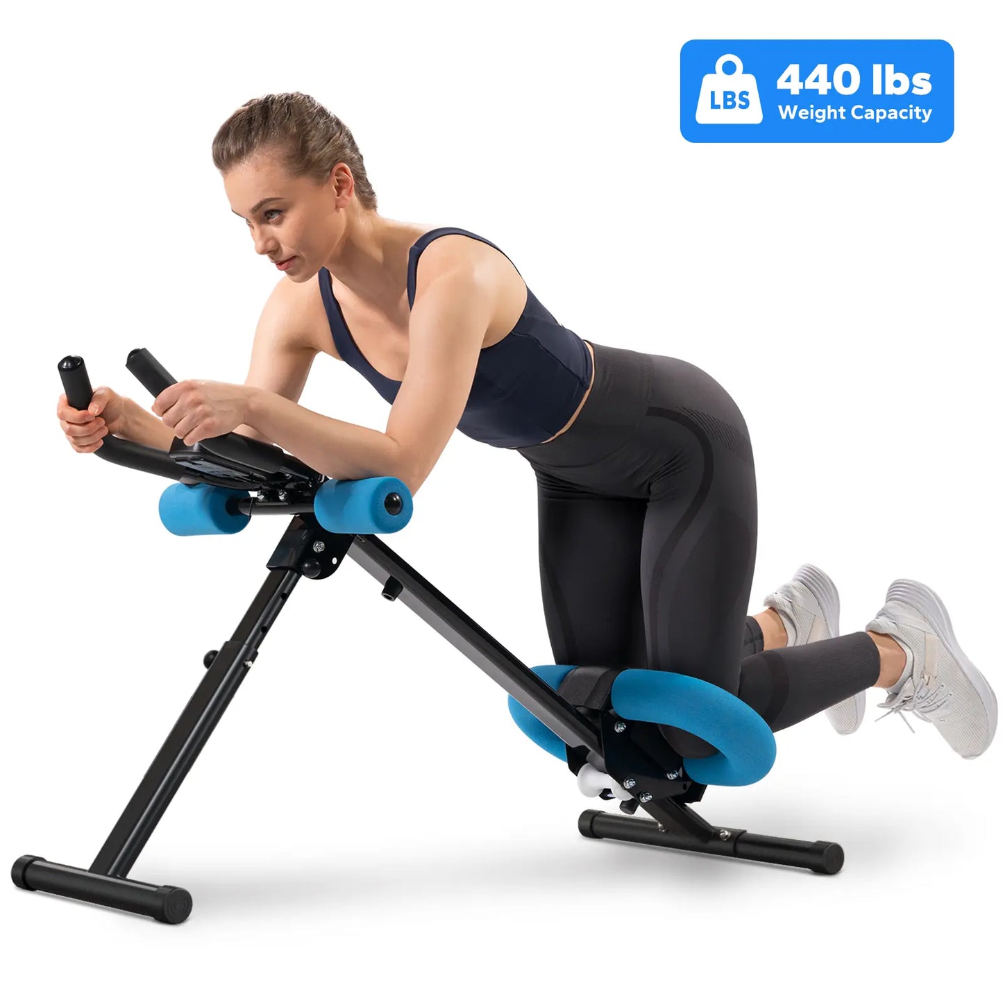 Merach Adjustable Ab Trainer Machine with LCD Monitor and 10 Resistance Levels - Foldable Core and Ab Exercise Equipment for Home Gym Fitness for Women
