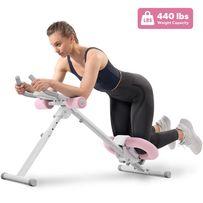 Merach Adjustable Ab Trainer Machine with LCD Monitor and 10 Resistance Levels - Foldable Core and Ab Exercise Equipment for Home Gym Fitness for Women