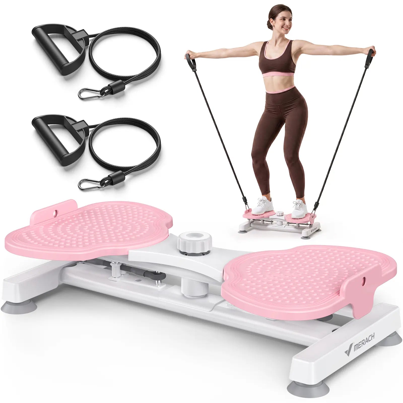 Merach Waist Twist Machine for Abdominal Toning - Double Non-Slip, Noise-Free Exercise Equipment with Feet Apart Design