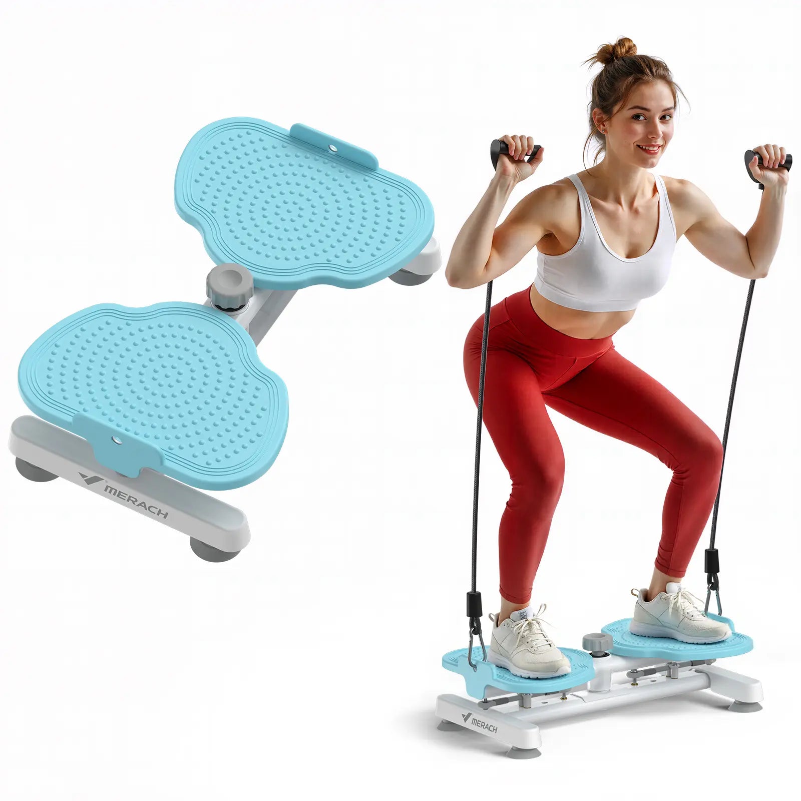 Merach Waist Twist Machine for Abdominal Toning - Double Non-Slip, Noise-Free Exercise Equipment with Feet Apart Design