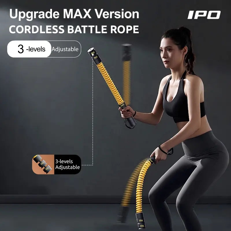 3-Level Adjustable Cordless Battle Ropes - Weighted Ropeless Battle Rope for Home Gym Strength Training and Cardio Fitness