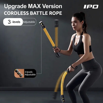 3-Level Adjustable Cordless Battle Ropes - Weighted Ropeless Battle Rope for Home Gym Strength Training and Cardio Fitness