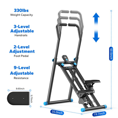 Merach Stair Stepper with Handlebar - Full-Body Workout Machine, 330 lbs Capacity, Compact Cardio Climber with Adjustable Pedals for Home Gym Use