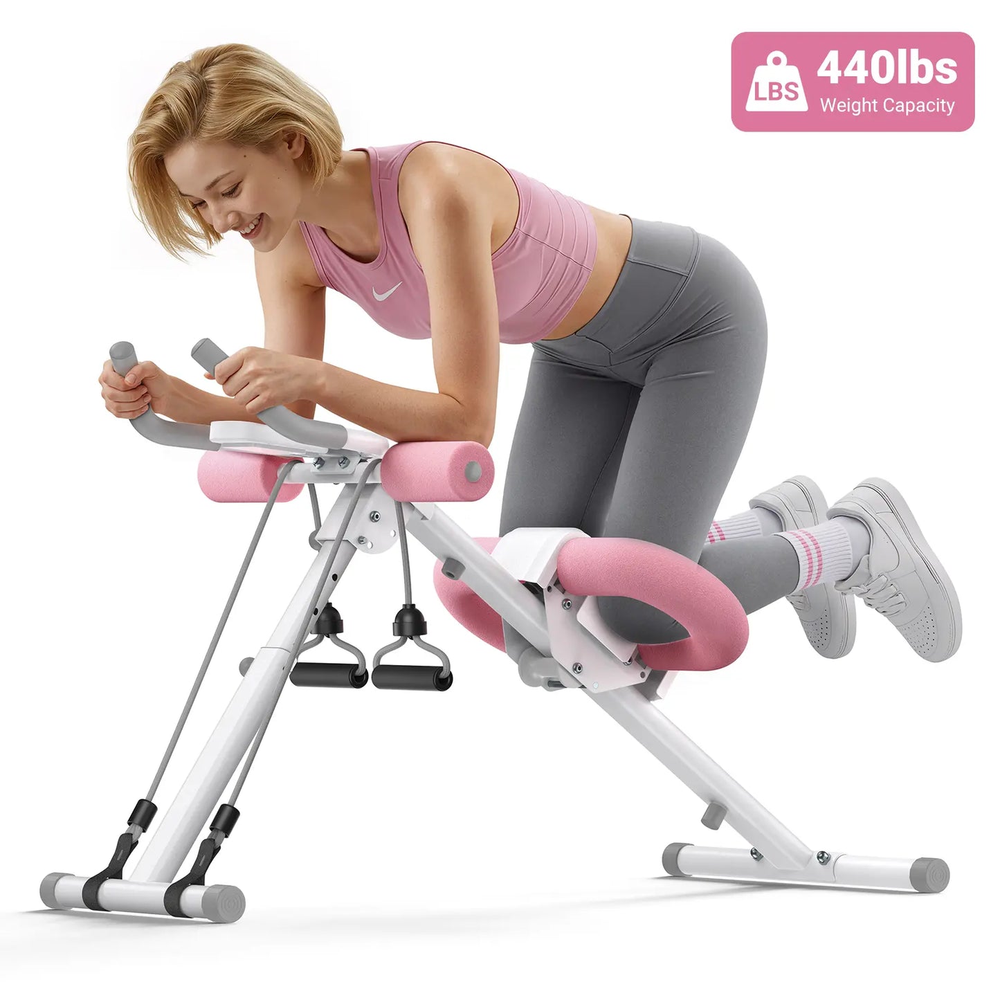 Merach Adjustable Ab Trainer Machine with LCD Monitor and 10 Resistance Levels - Foldable Core and Ab Exercise Equipment for Home Gym Fitness for Women