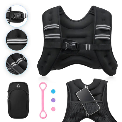 【Summerfinds】Zelus Weighted Vests,6/8/12/16/20/25/30Lb Rucking Vest with Detachable Phone Pouch&Reflective Stripes&Adjustable Straps|Exercise Equipment & Workout Enhancer for Motivational Walking,Strength Training,Running #Tiktokshopdealsforyoudays