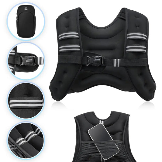 【Summerfinds】Zelus Weighted Vests,6/8/12/16/20/25/30Lb Rucking Vest with Detachable Phone Pouch&Reflective Stripes&Adjustable Straps|Exercise Equipment & Workout Enhancer for Motivational Walking,Strength Training,Running #Tiktokshopdealsforyoudays