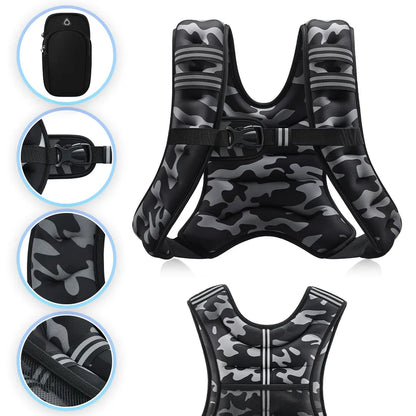 【Summerfinds】Zelus Weighted Vests,6/8/12/16/20/25/30Lb Rucking Vest with Detachable Phone Pouch&Reflective Stripes&Adjustable Straps|Exercise Equipment & Workout Enhancer for Motivational Walking,Strength Training,Running #Tiktokshopdealsforyoudays