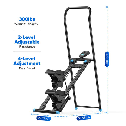Merach Stair Stepper with Handlebar - Full-Body Workout Machine, 330 lbs Capacity, Compact Cardio Climber with Adjustable Pedals for Home Gym Use