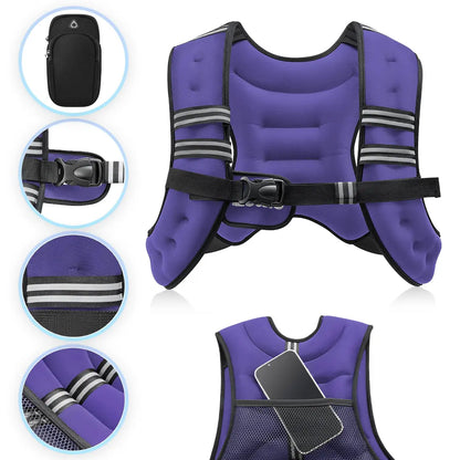 【Summerfinds】Zelus Weighted Vests,6/8/12/16/20/25/30Lb Rucking Vest with Detachable Phone Pouch&Reflective Stripes&Adjustable Straps|Exercise Equipment & Workout Enhancer for Motivational Walking,Strength Training,Running #Tiktokshopdealsforyoudays