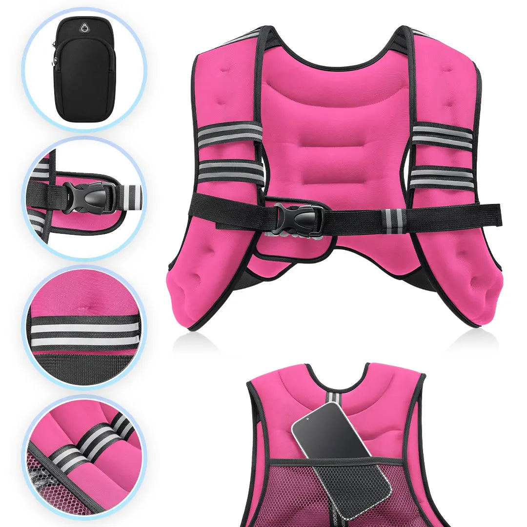 【Summerfinds】Zelus Weighted Vests,6/8/12/16/20/25/30Lb Rucking Vest with Detachable Phone Pouch&Reflective Stripes&Adjustable Straps|Exercise Equipment & Workout Enhancer for Motivational Walking,Strength Training,Running #Tiktokshopdealsforyoudays