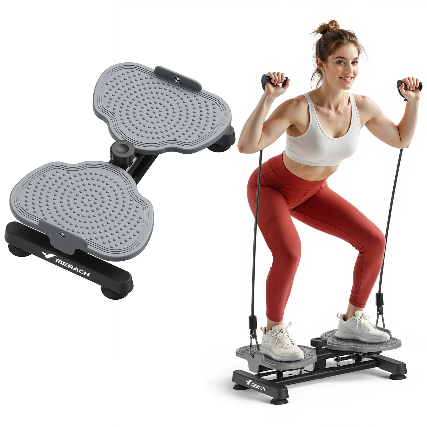 Merach Waist Twist Machine for Abdominal Toning - Double Non-Slip, Noise-Free Exercise Equipment with Feet Apart Design