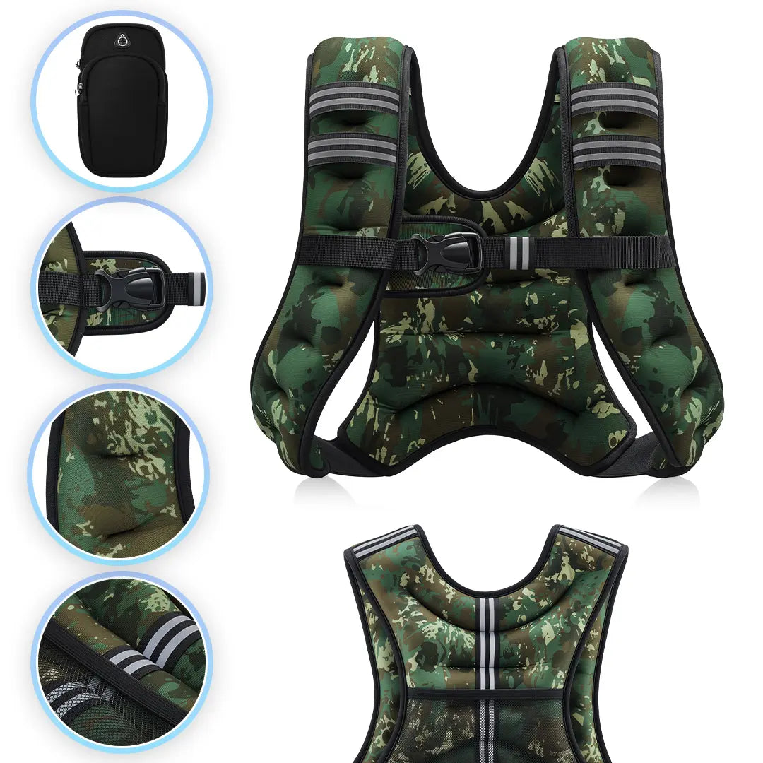 【Summerfinds】Zelus Weighted Vests,6/8/12/16/20/25/30Lb Rucking Vest with Detachable Phone Pouch&Reflective Stripes&Adjustable Straps|Exercise Equipment & Workout Enhancer for Motivational Walking,Strength Training,Running #Tiktokshopdealsforyoudays