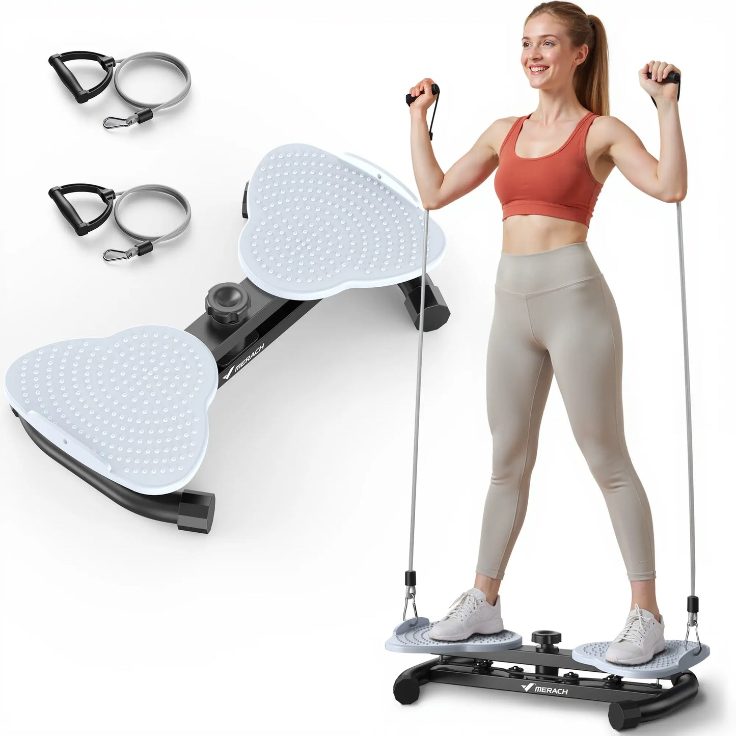 Merach Waist Twist Machine for Abdominal Toning - Double Non-Slip, Noise-Free Exercise Equipment with Feet Apart Design