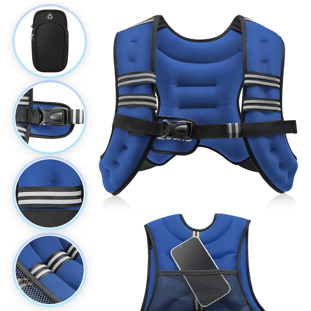 【Summerfinds】Zelus Weighted Vests,6/8/12/16/20/25/30Lb Rucking Vest with Detachable Phone Pouch&Reflective Stripes&Adjustable Straps|Exercise Equipment & Workout Enhancer for Motivational Walking,Strength Training,Running #Tiktokshopdealsforyoudays