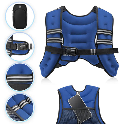 【Summerfinds】Zelus Weighted Vests,6/8/12/16/20/25/30Lb Rucking Vest with Detachable Phone Pouch&Reflective Stripes&Adjustable Straps|Exercise Equipment & Workout Enhancer for Motivational Walking,Strength Training,Running #Tiktokshopdealsforyoudays
