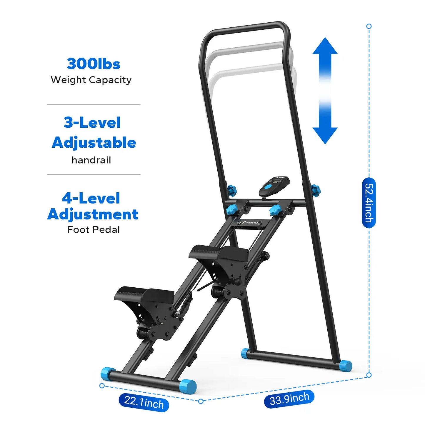 Merach Stair Stepper with Handlebar - Full-Body Workout Machine, 330 lbs Capacity, Compact Cardio Climber with Adjustable Pedals for Home Gym Use