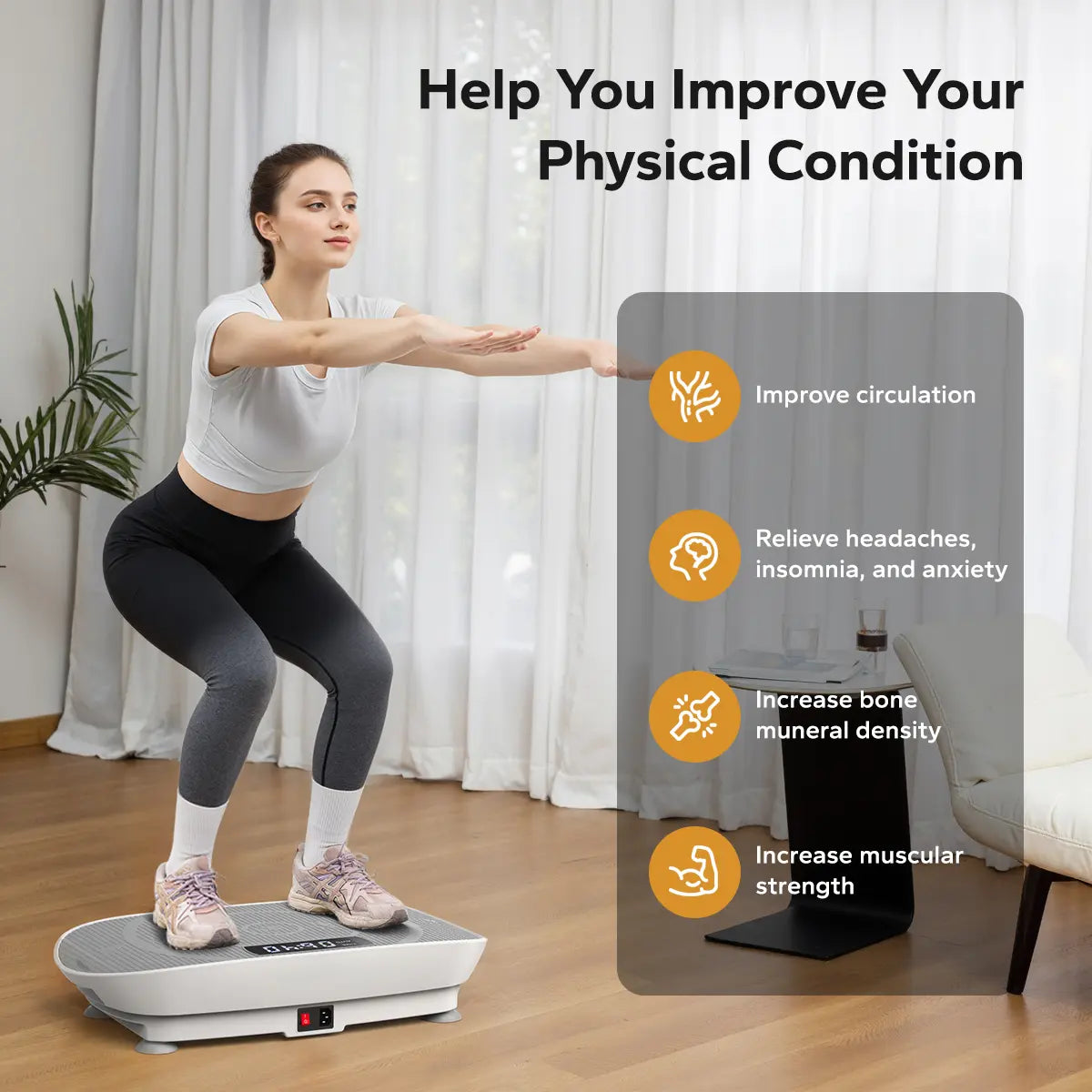 Merach Compact Vibration Plate Exercise Machine with Lymphatic Drainage Feature, Supports Up to 400 lbs, Ideal for Full Body Workouts at Home
