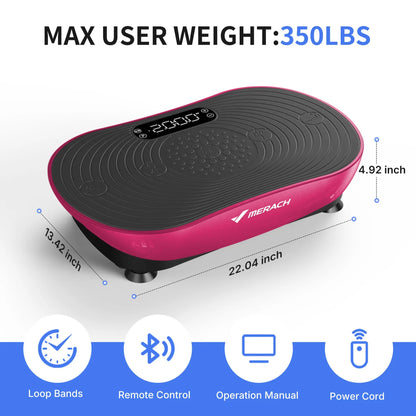 Merach Compact Vibration Plate Exercise Machine with Lymphatic Drainage Feature, Supports Up to 400 lbs, Ideal for Full Body Workouts at Home