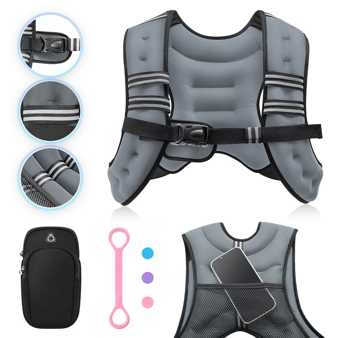 【Summerfinds】Zelus Weighted Vests,6/8/12/16/20/25/30Lb Rucking Vest with Detachable Phone Pouch&Reflective Stripes&Adjustable Straps|Exercise Equipment & Workout Enhancer for Motivational Walking,Strength Training,Running #Tiktokshopdealsforyoudays