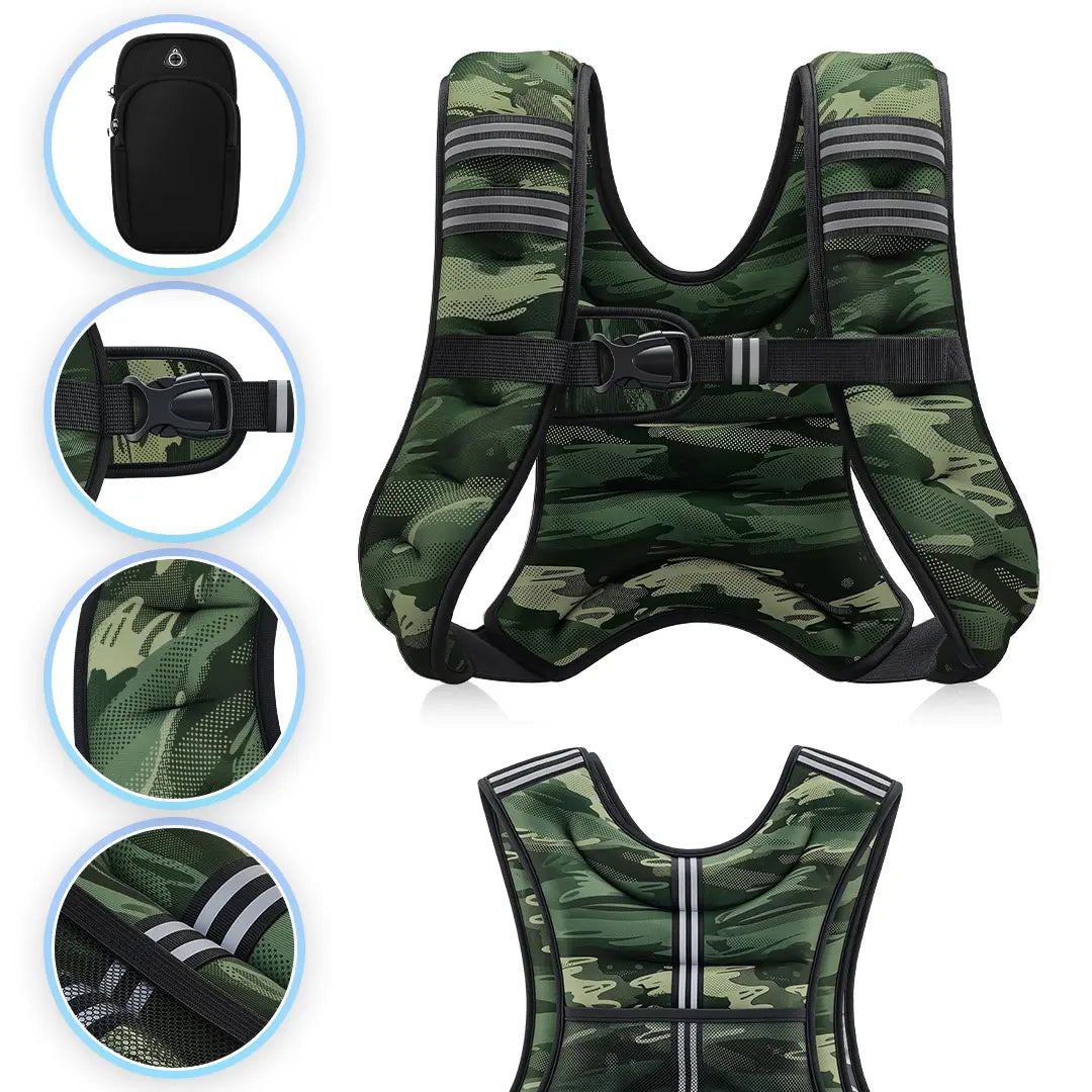 【Summerfinds】Zelus Weighted Vests,6/8/12/16/20/25/30Lb Rucking Vest with Detachable Phone Pouch&Reflective Stripes&Adjustable Straps|Exercise Equipment & Workout Enhancer for Motivational Walking,Strength Training,Running #Tiktokshopdealsforyoudays