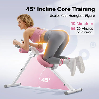 Merach Adjustable Ab Trainer Machine with LCD Monitor and 10 Resistance Levels - Foldable Core and Ab Exercise Equipment for Home Gym Fitness for Women