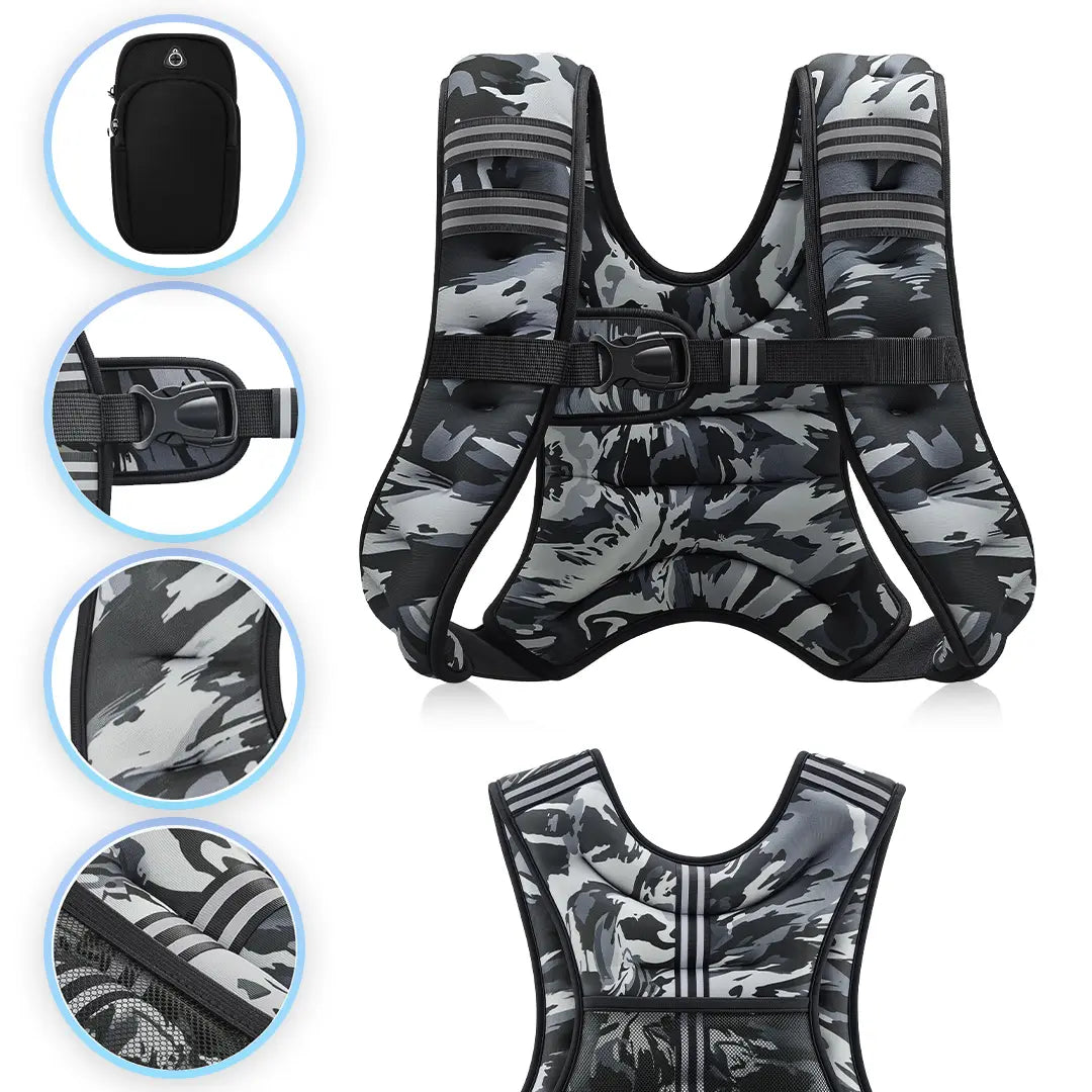【Summerfinds】Zelus Weighted Vests,6/8/12/16/20/25/30Lb Rucking Vest with Detachable Phone Pouch&Reflective Stripes&Adjustable Straps|Exercise Equipment & Workout Enhancer for Motivational Walking,Strength Training,Running #Tiktokshopdealsforyoudays