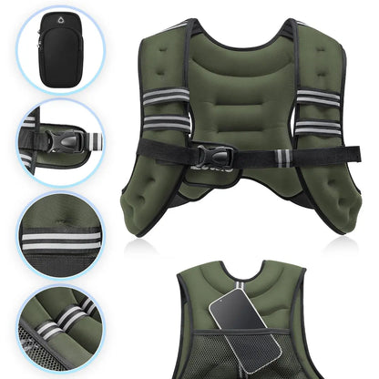 【Summerfinds】Zelus Weighted Vests,6/8/12/16/20/25/30Lb Rucking Vest with Detachable Phone Pouch&Reflective Stripes&Adjustable Straps|Exercise Equipment & Workout Enhancer for Motivational Walking,Strength Training,Running #Tiktokshopdealsforyoudays