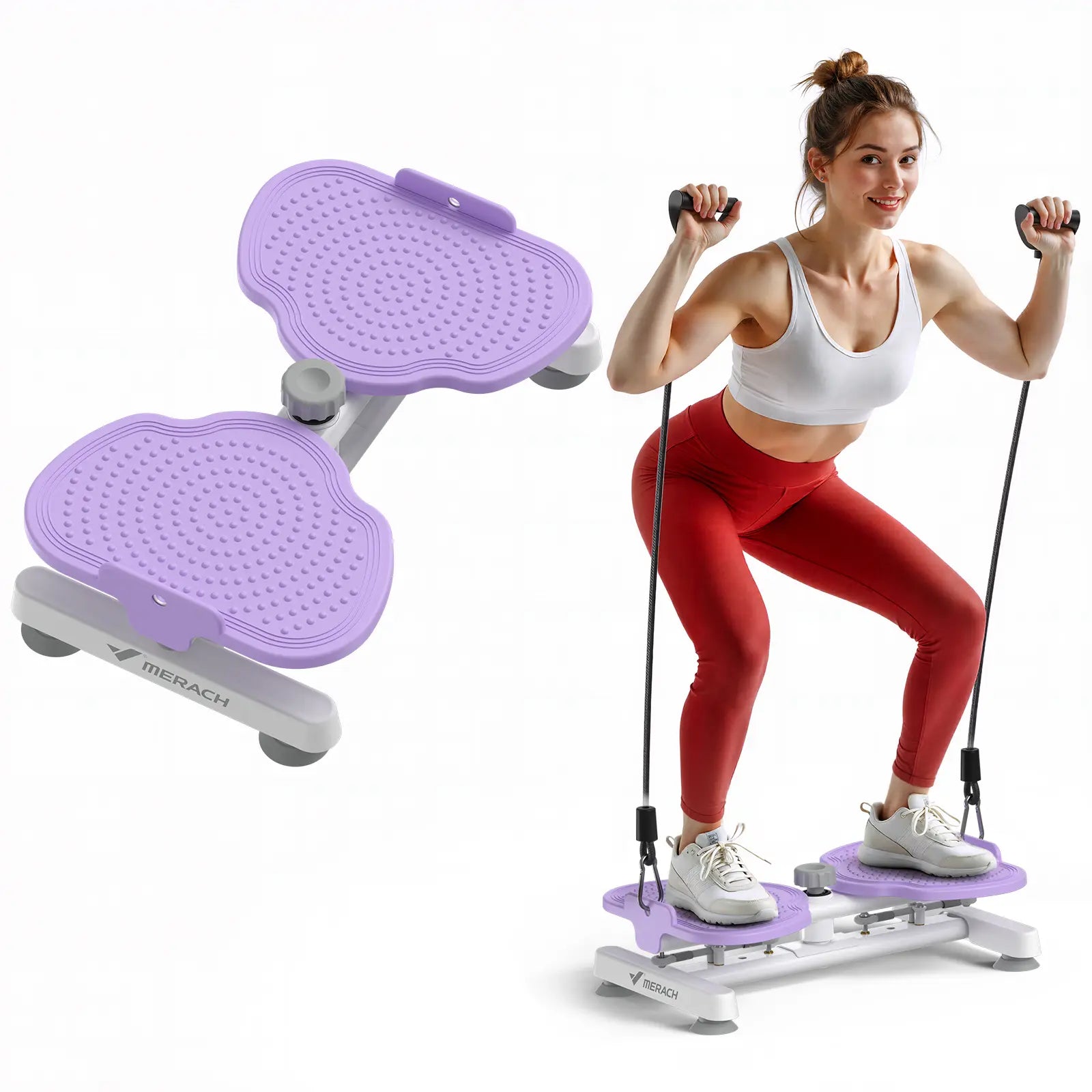 Merach Waist Twist Machine for Abdominal Toning - Double Non-Slip, Noise-Free Exercise Equipment with Feet Apart Design