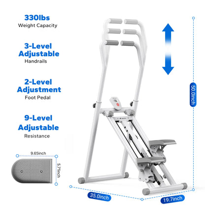 Merach Stair Stepper with Handlebar - Full-Body Workout Machine, 330 lbs Capacity, Compact Cardio Climber with Adjustable Pedals for Home Gym Use
