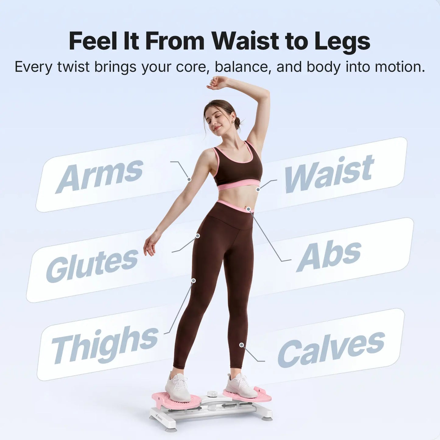 Merach Waist Twist Machine for Abdominal Toning - Double Non-Slip, Noise-Free Exercise Equipment with Feet Apart Design