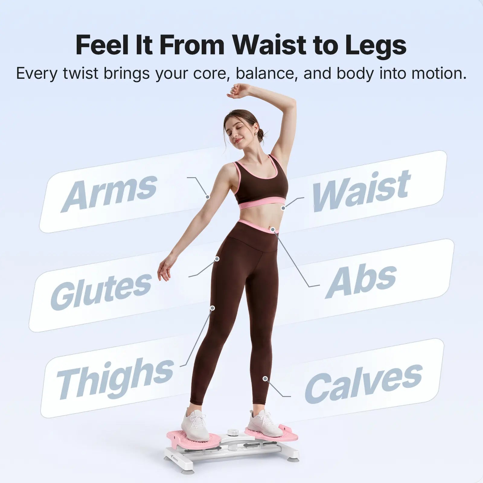 Merach Waist Twist Machine for Abdominal Toning - Double Non-Slip, Noise-Free Exercise Equipment with Feet Apart Design
