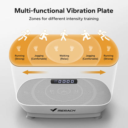Merach Compact Vibration Plate Exercise Machine with Lymphatic Drainage Feature, Supports Up to 400 lbs, Ideal for Full Body Workouts at Home