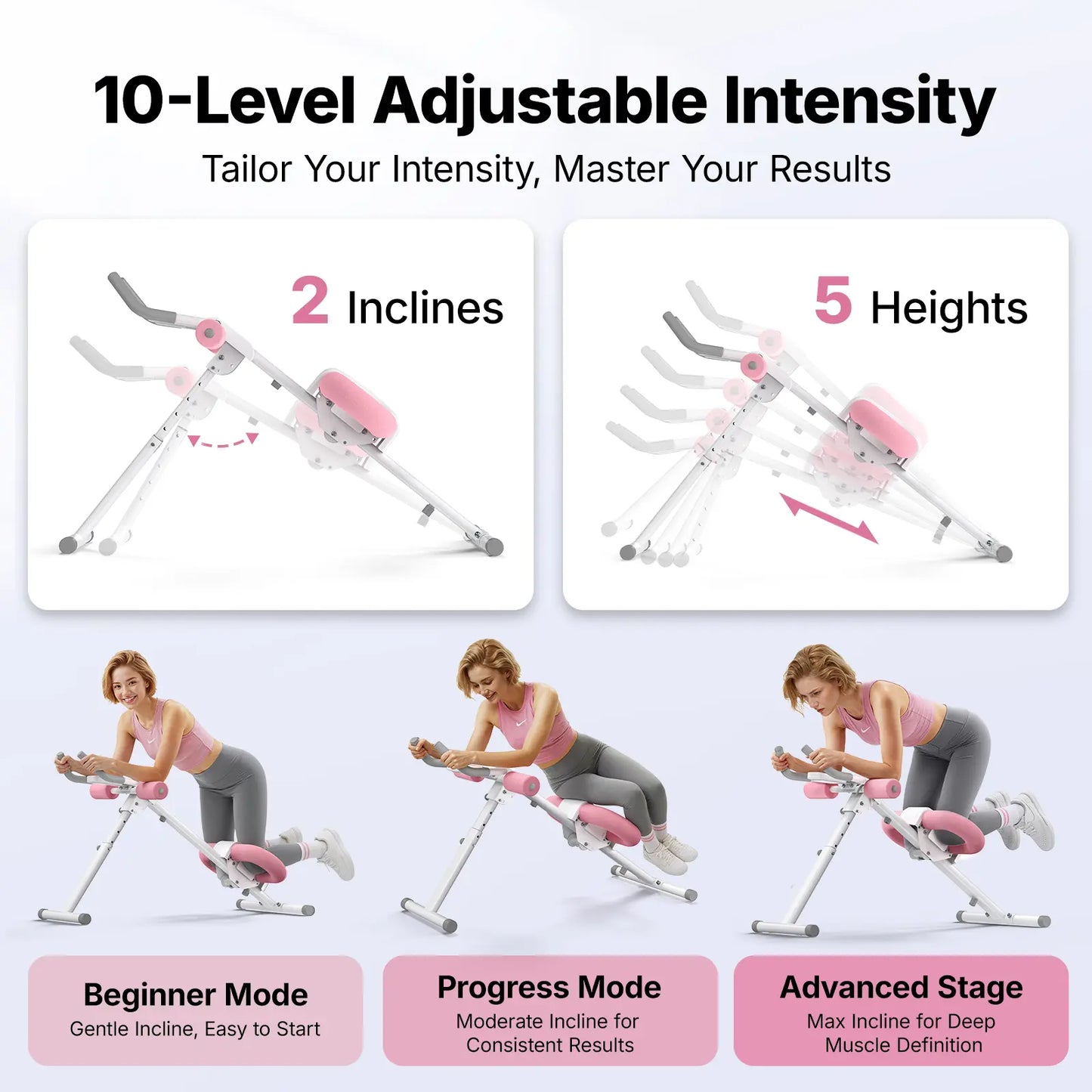 Merach Adjustable Ab Trainer Machine with LCD Monitor and 10 Resistance Levels - Foldable Core and Ab Exercise Equipment for Home Gym Fitness for Women