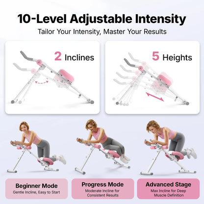 Merach Adjustable Ab Trainer Machine with LCD Monitor and 10 Resistance Levels - Foldable Core and Ab Exercise Equipment for Home Gym Fitness for Women
