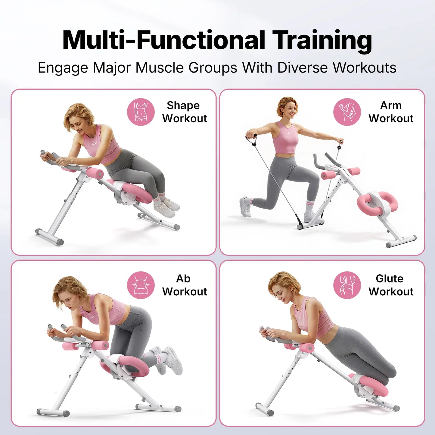 Merach Adjustable Ab Trainer Machine with LCD Monitor and 10 Resistance Levels - Foldable Core and Ab Exercise Equipment for Home Gym Fitness for Women