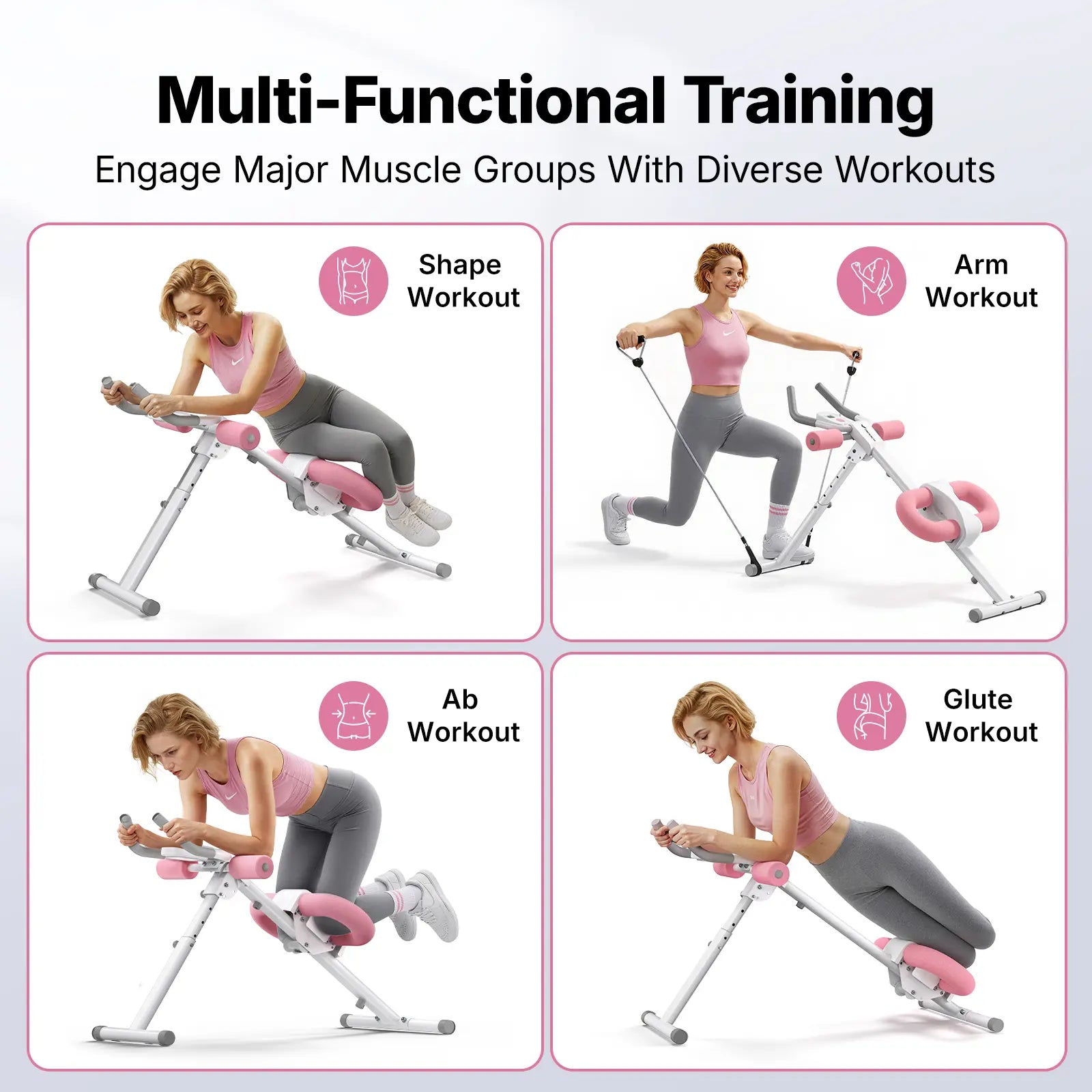 Merach Adjustable Ab Trainer Machine with LCD Monitor and 10 Resistance Levels - Foldable Core and Ab Exercise Equipment for Home Gym Fitness for Women
