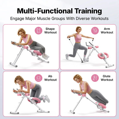 Merach Adjustable Ab Trainer Machine with LCD Monitor and 10 Resistance Levels - Foldable Core and Ab Exercise Equipment for Home Gym Fitness for Women