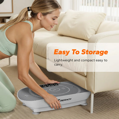 Merach Slim Vibration Plate Exercise Machine for Lymphatic Drainage and Whole Body Workout - Compact Design for Home Gym Fitness