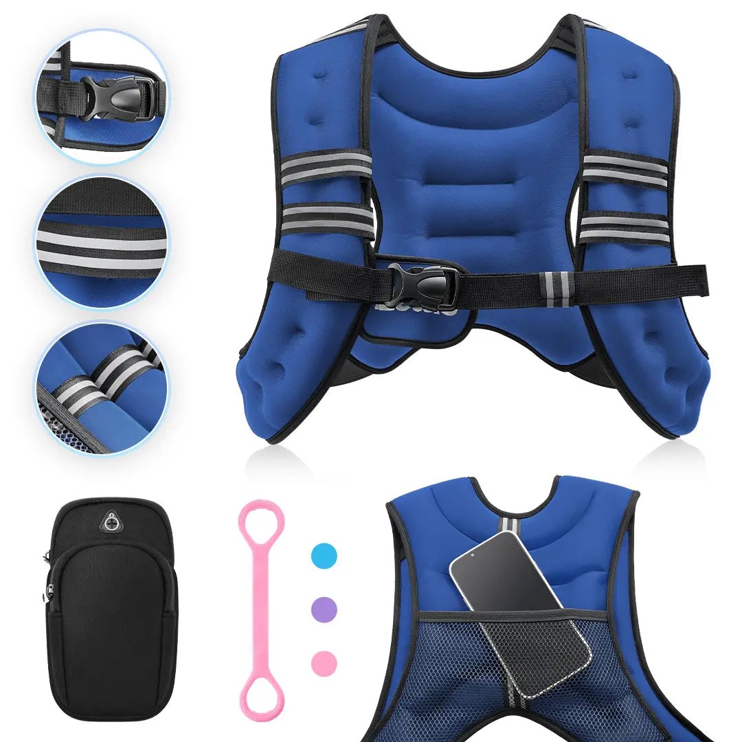 【Summerfinds】Zelus Weighted Vests,6/8/12/16/20/25/30Lb Rucking Vest with Detachable Phone Pouch&Reflective Stripes&Adjustable Straps|Exercise Equipment & Workout Enhancer for Motivational Walking,Strength Training,Running #Tiktokshopdealsforyoudays