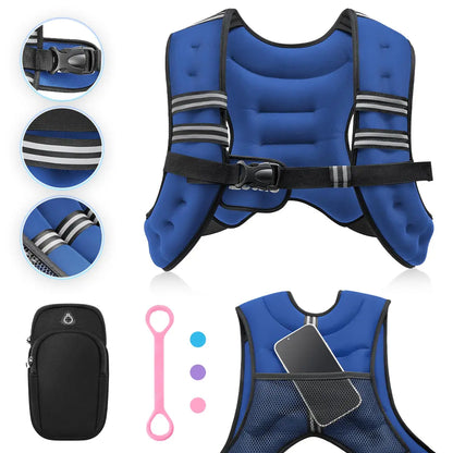 【Summerfinds】Zelus Weighted Vests,6/8/12/16/20/25/30Lb Rucking Vest with Detachable Phone Pouch&Reflective Stripes&Adjustable Straps|Exercise Equipment & Workout Enhancer for Motivational Walking,Strength Training,Running #Tiktokshopdealsforyoudays