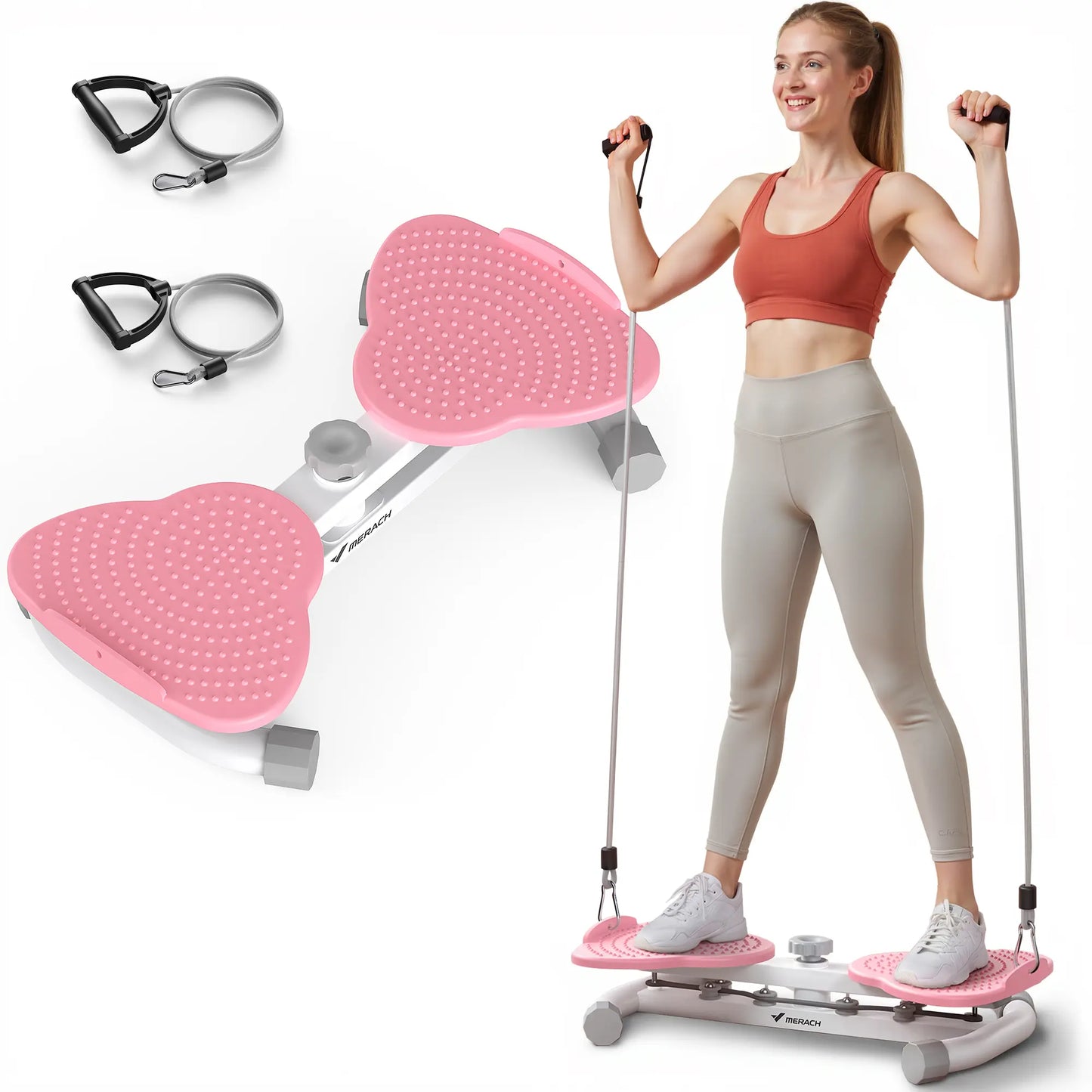Merach Waist Twist Machine for Abdominal Toning - Double Non-Slip, Noise-Free Exercise Equipment with Feet Apart Design