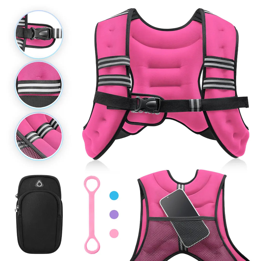 【Summerfinds】Zelus Weighted Vests,6/8/12/16/20/25/30Lb Rucking Vest with Detachable Phone Pouch&Reflective Stripes&Adjustable Straps|Exercise Equipment & Workout Enhancer for Motivational Walking,Strength Training,Running #Tiktokshopdealsforyoudays